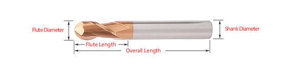 HRC55 HRC60 Carbide Tapered Ball End Mill TiAlN Coated